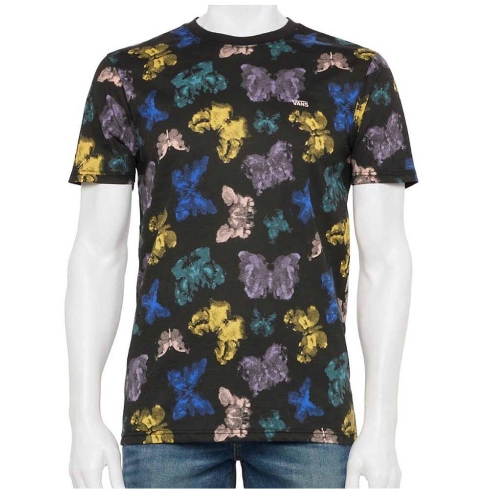 Vans Men's Multicolor Butterfly Graphic‎ Crewneck Cotton T-Shirt Size M
